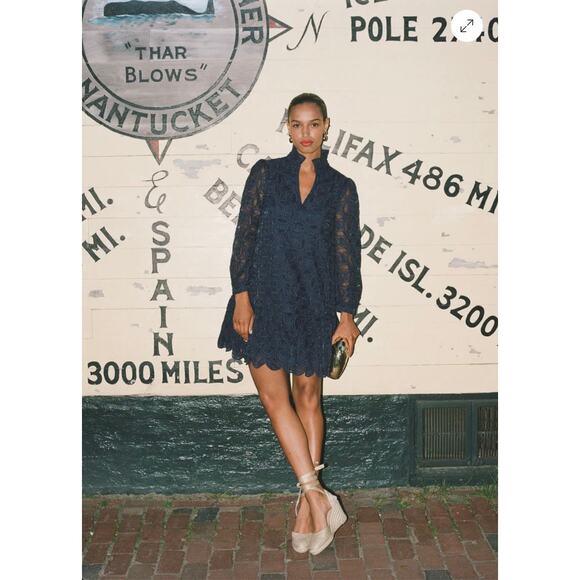 Tuckernuck Navy Organza Palmerston Dress Sz M - Picture 7 of 11